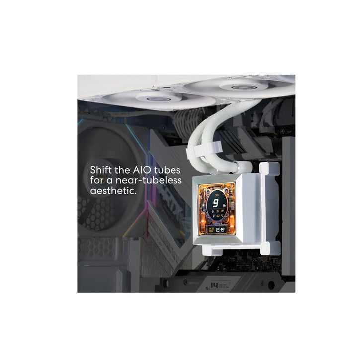 LIAN LI Hydro-Shift LCD AIO 360mm Liquid CPU Cooler with 2.88" IPS LCD Screen - White