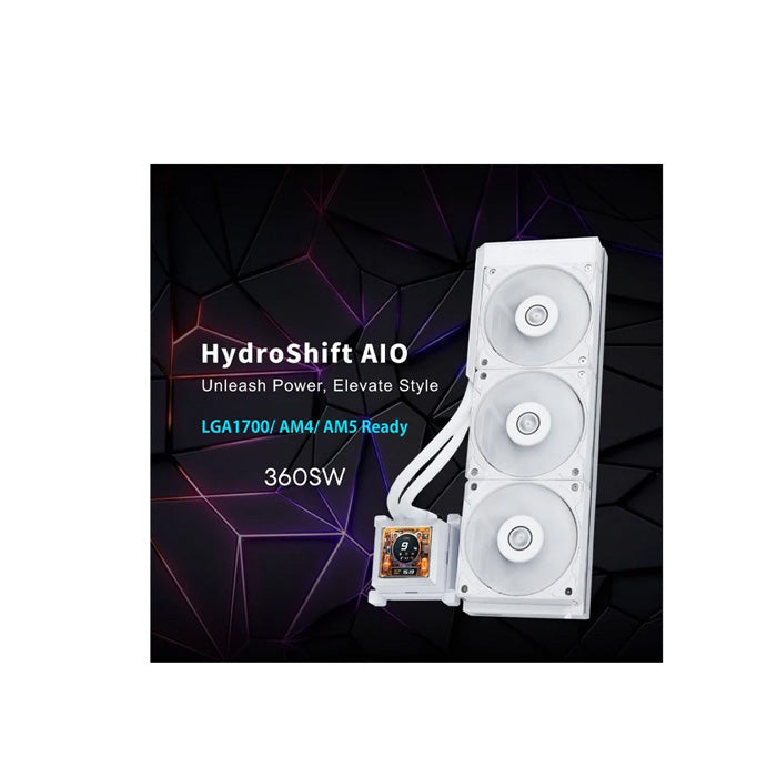 LIAN LI Hydro-Shift LCD AIO 360mm Liquid CPU Cooler with 2.88" IPS LCD Screen - White