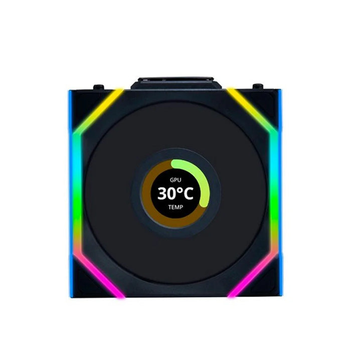 LIAN LI UNI FAN SL Wireless LCD 120mm ARGB Case Fans with 1.6” LCD Screen (3 Pack) - Black