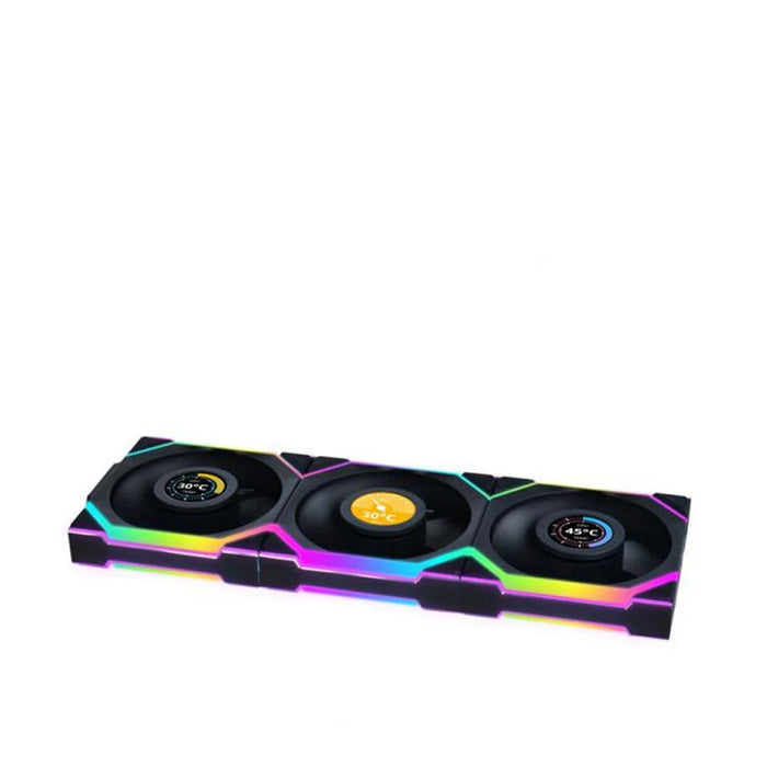 LIAN LI UNI FAN SL Wireless LCD 120mm ARGB Case Fans with 1.6” LCD Screen (3 Pack) - Black