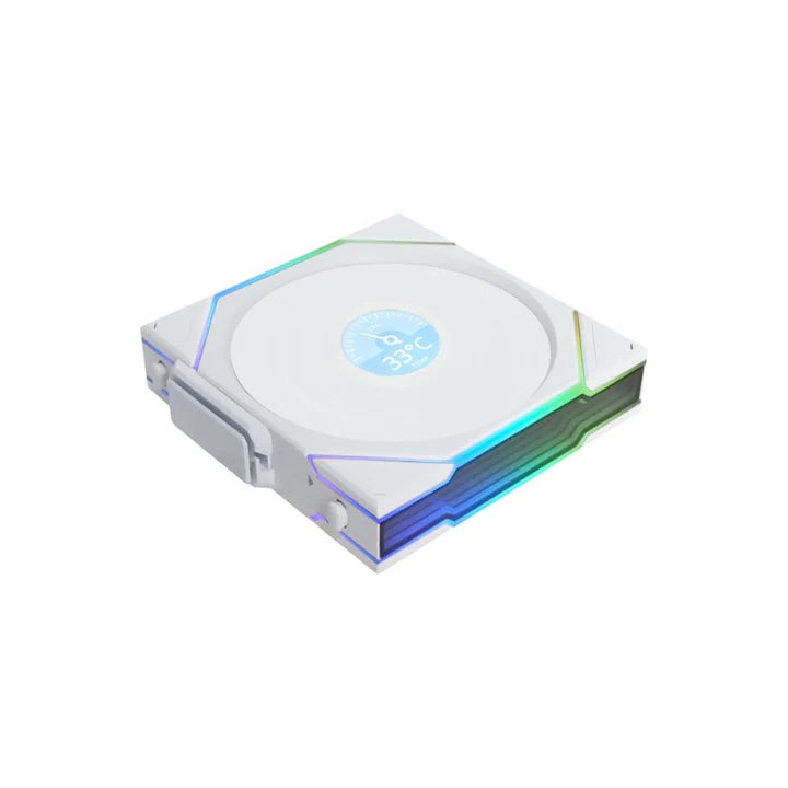 LIAN LI UNI FAN TL-LCD Wireless 120mm ARGB Case Fans with 1.6" LCD Screen (3 Pack) - White