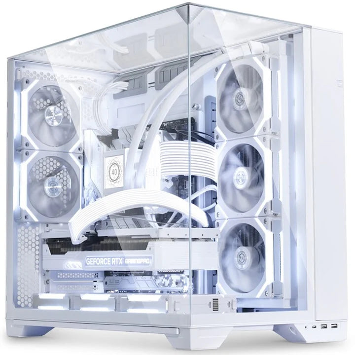 LIAN LI O11 VISION Tempered Glass Mid Tower Gaming Case - White (Fans Not Included)