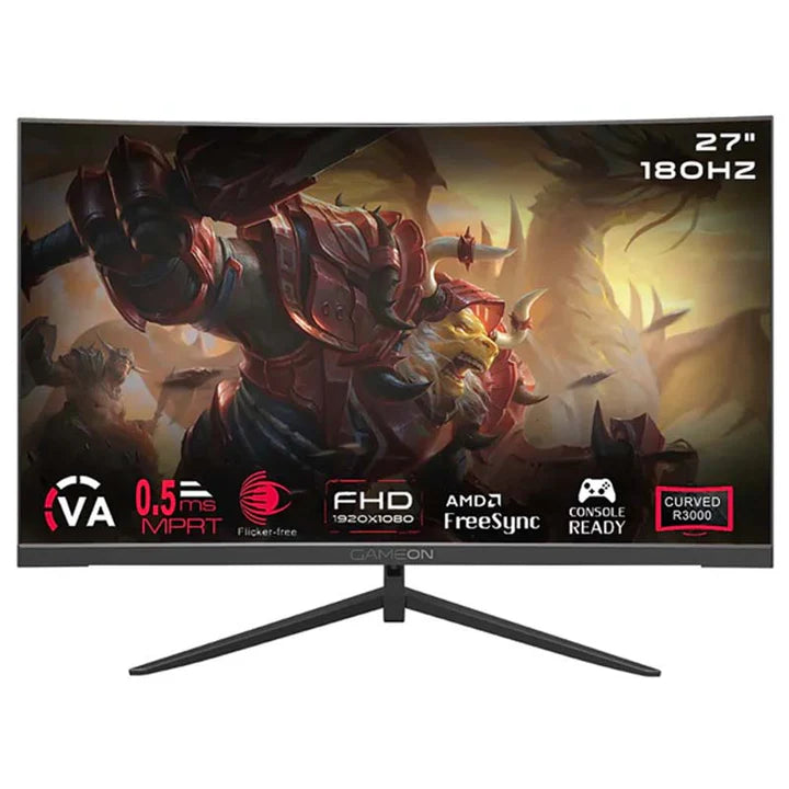GAMEON GOC27F180VA 27" FHD, 180 Hz, MPRT 0.5 ms, HDMI 2.1, VA PANEL Curved Gaming Monitor
