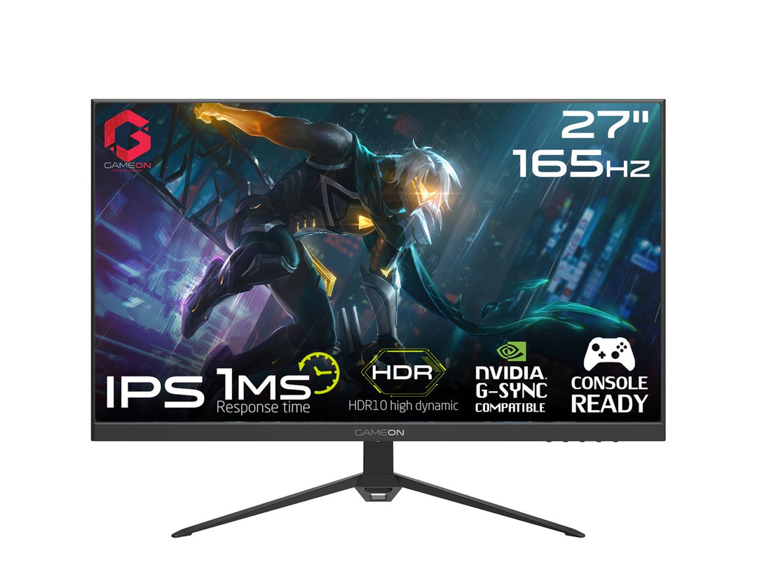 GAMEON GOP27QHD165 27" QHD, 165Hz, 1ms (2560x1440) 2K Flat IPS Gaming Monitor With G-Sync & FreeSync (HDMI 2.1 Console Compatible) - Black