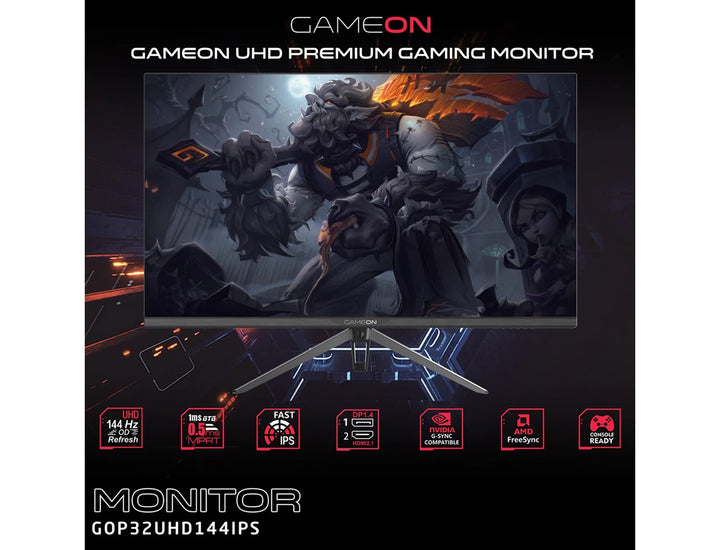 GAMEON GOP32UHD144IPS 32" UHD, 144Hz, MPRT 0.5ms, HDMI 2.1, IPS Gaming Monitor (Support PS5)