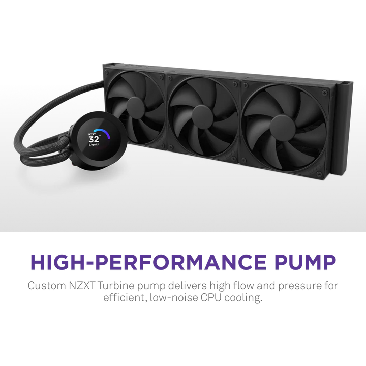 Nzxt Kraken Plus 360mm V2 Display and Radiator Fans AIO Liquid Cooler - Black