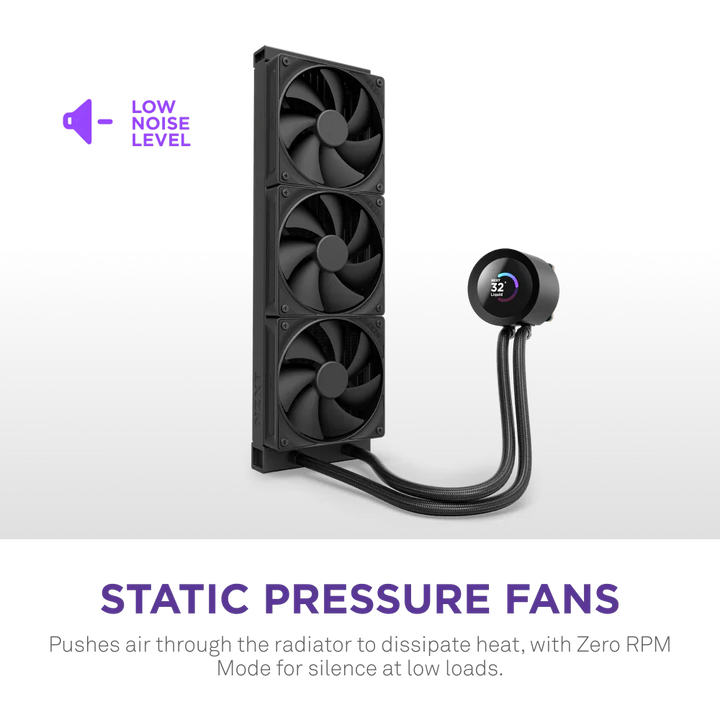 Nzxt Kraken Plus 360mm V2 Display and Radiator Fans AIO Liquid Cooler - Black