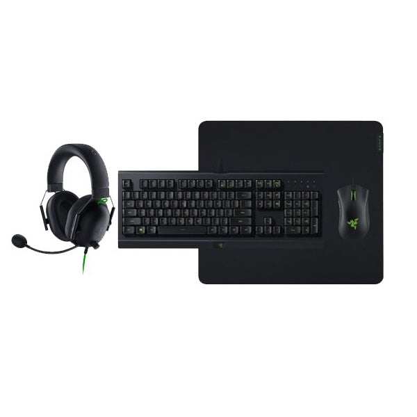 Razer Power Up Bundle V2 BlackShark V2 X Gaming Headset, Cynosa Lite Gaming Keyboard, Gigantus V2 Large Gaming Mouse Mat, Deathadder Essential Gaming Mouse - Black