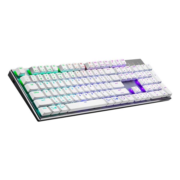 Cooler Master SK653 RGB Low Profile Mechanical Brown Switch Wireless Keyboard - Silver White