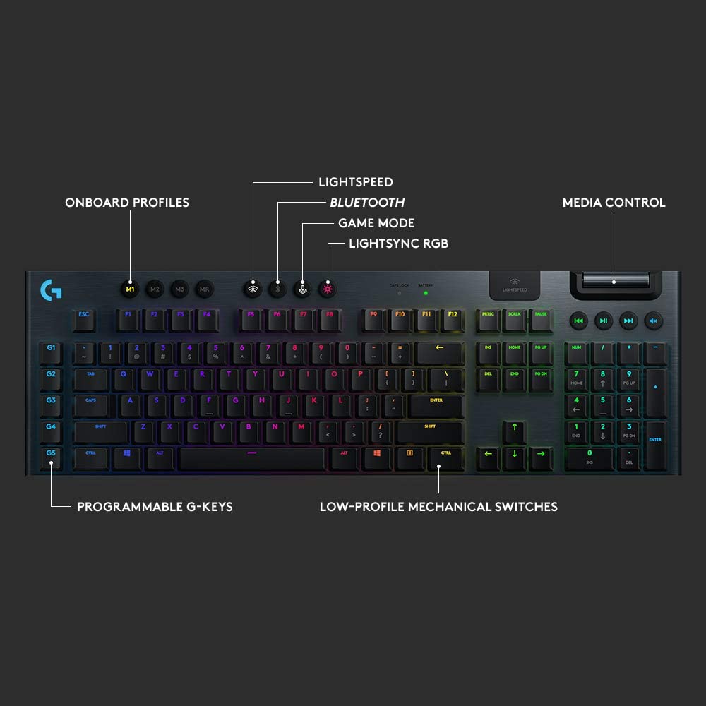 Logitech G915 Lightspeed Wireless GL Tactile Mechanical Gaming Keyboard