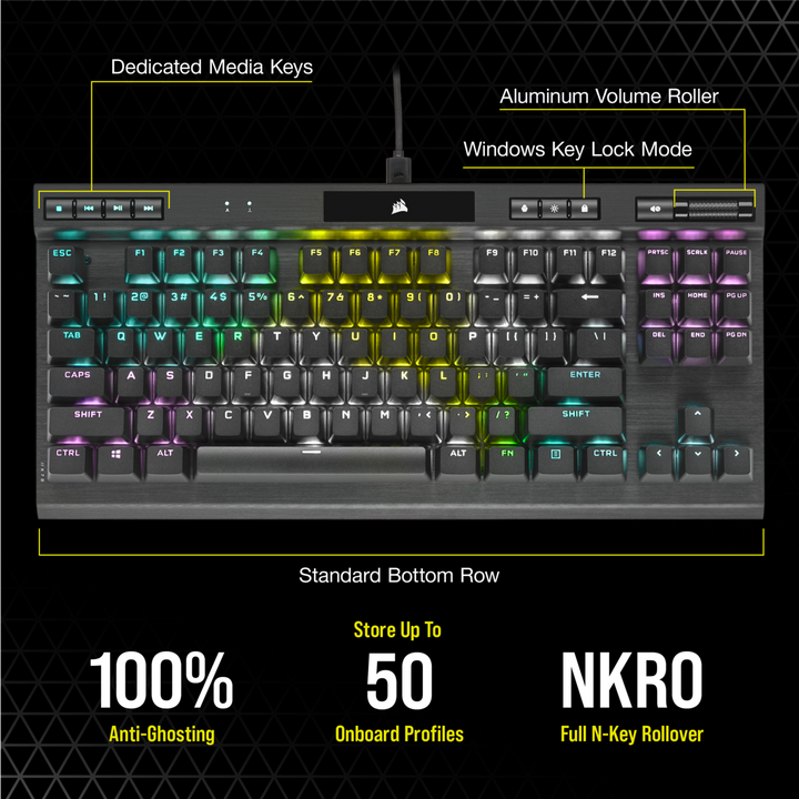 Corsair K70 RGB TKL CHAMPION SERIES Wired Gaming Keyboard