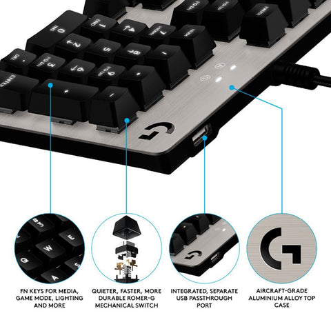 Logitech G413 Mechanical Gaming Keyboard - Silver