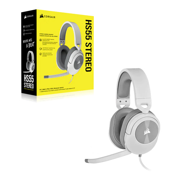 Corsair HS55 STEREO Wired Gaming Headset - White